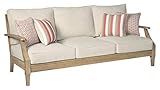 Signature Design by Ashley Clare View Coastal Outdoor Patio Eucalyptus Sofa with Cushions, Beige | Amazon (US)