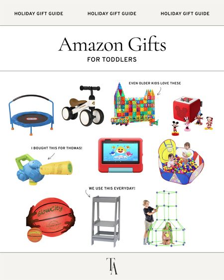 My top 10 picks for toddlers this Christmas. The kitchen tower stool is probably the best bang for your buck since they’ll use it DAILY! We also love the Amazon Fire Tablet so much. Thomas loves his mini trampoline, magnetic tiles, bubble leaf blower, ball pit, and light up basketball.

#LTKHoliday#LTKGiftGuide#LTKCyberWeek
