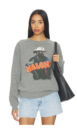 DAYDREAMER Post Malone Posty Leanin Vintage Raglan Sweatshirt in Grey. - size M | Revolve Clothing (Global)