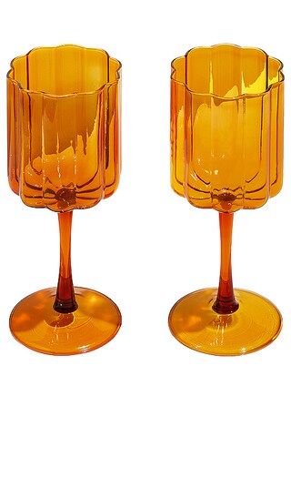 Wave Wine Glasses Set of 2 in Amber | Revolve Clothing (Global)