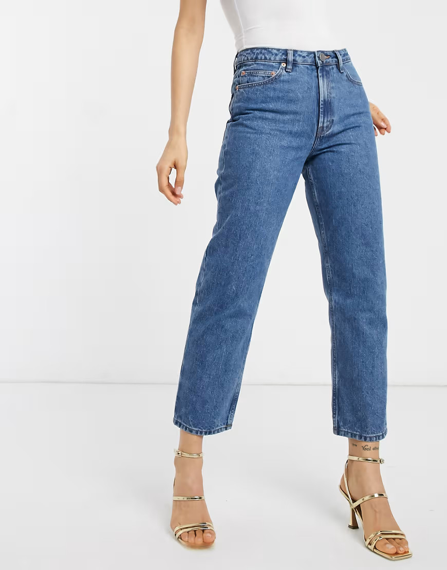 ASOS DESIGN florence authentic straight leg jeans in vintage midwash blue | ASOS (Global)