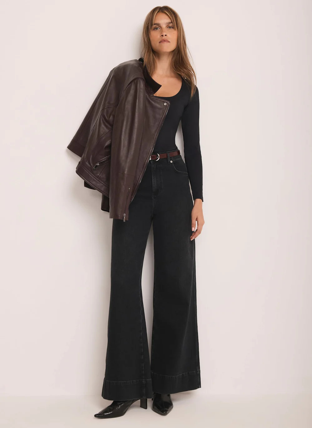 Black Scoop Neck Long Sleeve Top | Mint Velvet