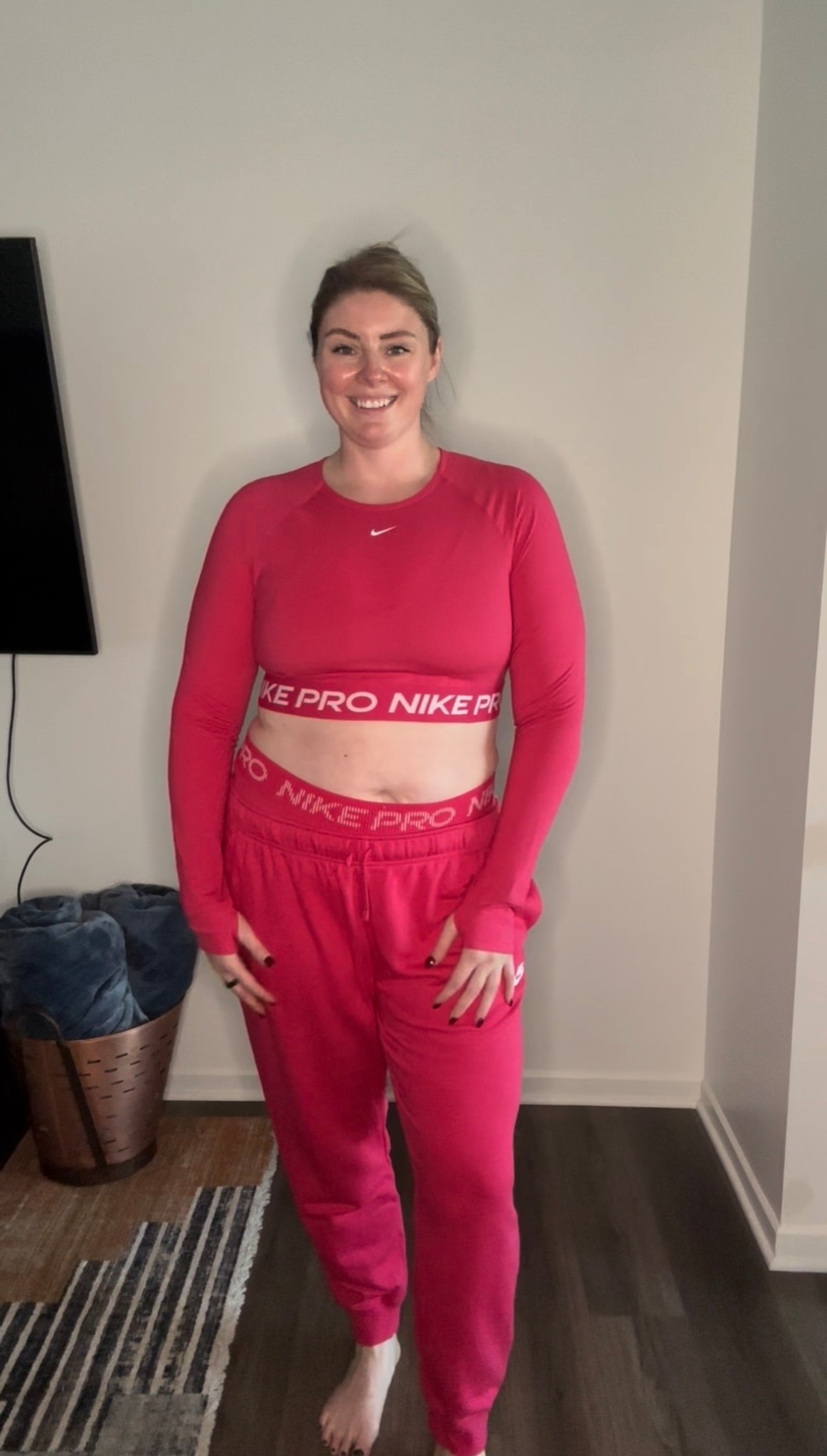 Obsessed with this color and actually really surprised with the fit of this top! The sleeves are long and it’s not too tight. I’m also so surprised with the length of the sweatpants! Pockets of course. 

I’m wearing XXL in both. 
Available from XS-XXL in the set and the sweats are available XS-3X

mid size activewear, activewear sets, running sets, running fit, affordable fashion, sweatpants 

#LTKMidsize #LTKActive #LTKCyberWeek