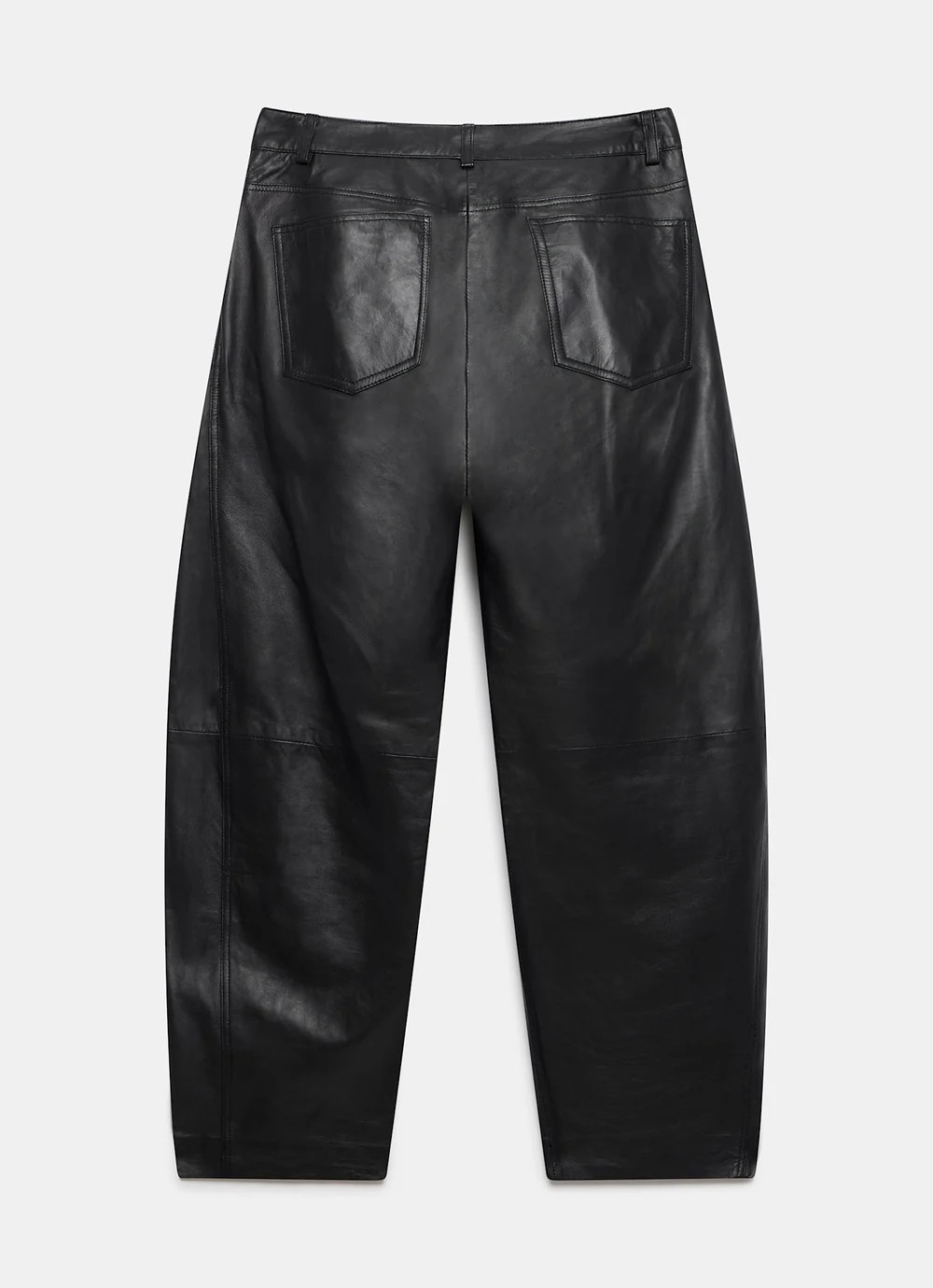 Black Leather Barrel Leg Trousers | Mint Velvet