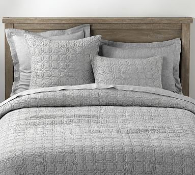 Belgian Flax Linen Trellis Quilt & Sham - Flagstone | Pottery Barn (US)