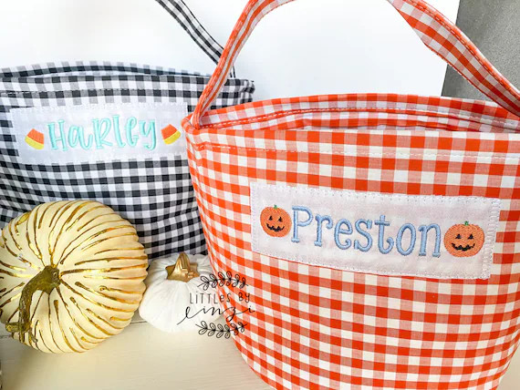 Monogrammed Halloween Basket - Candy Buckets - Halloween buckets - Halloween Bags - Personalized ... | Etsy (US)