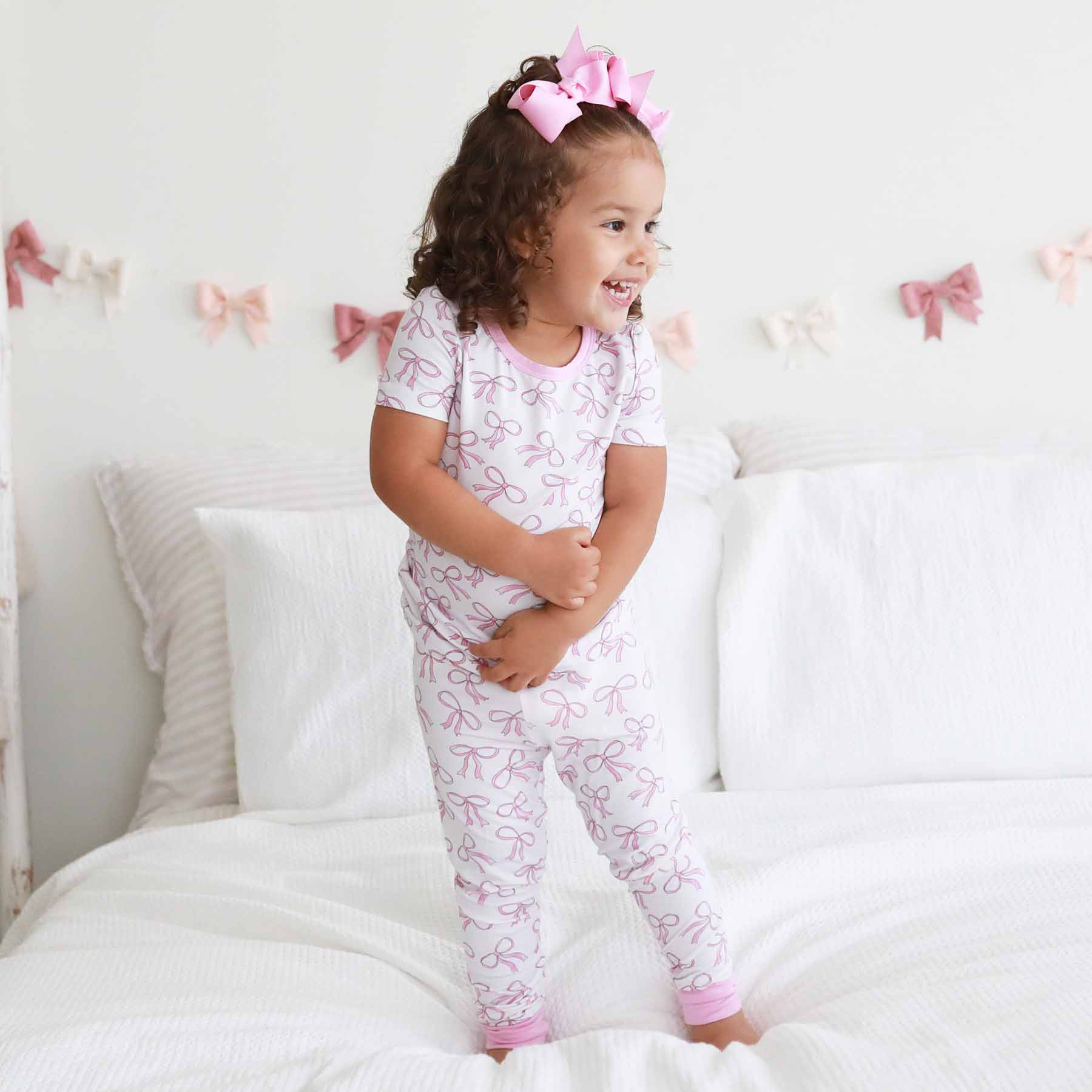 Blushing Bows Two Piece Pajama Set | Caden Lane