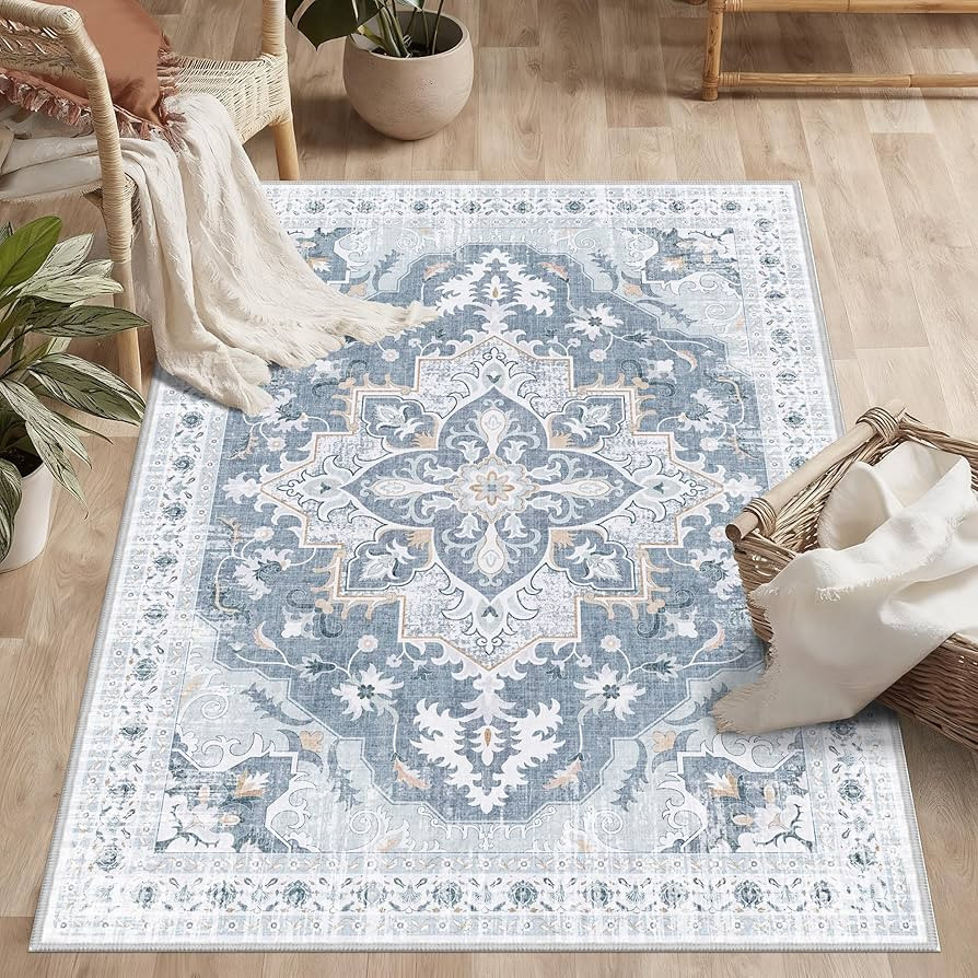 3x5 Washable Rug, Soft Non-Slip Vintage Medallion Rug, Low-Pile Printed Indoor Throw Rugs for Ent... | Amazon (US)