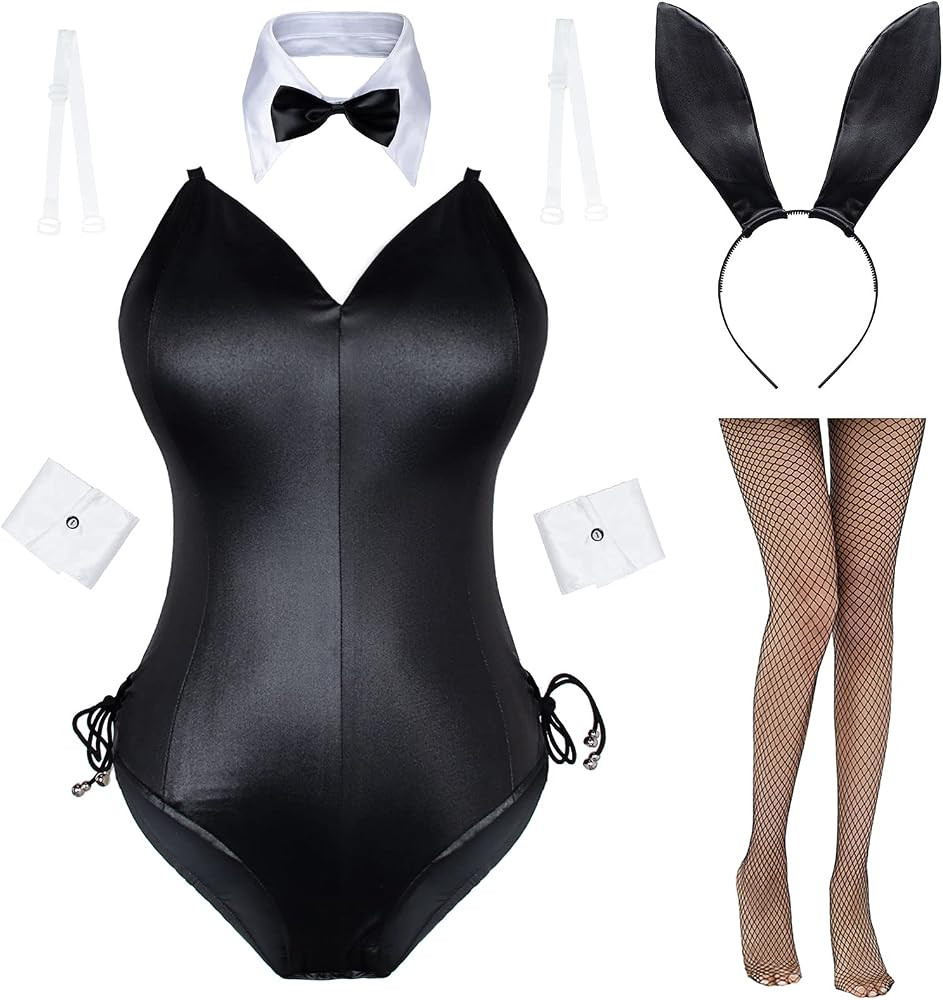 Womens Bunny Costume Girl Suit Senpai Cosplay Anime Role Costume One Piece Bodysuit Stockings Set | Amazon (US)