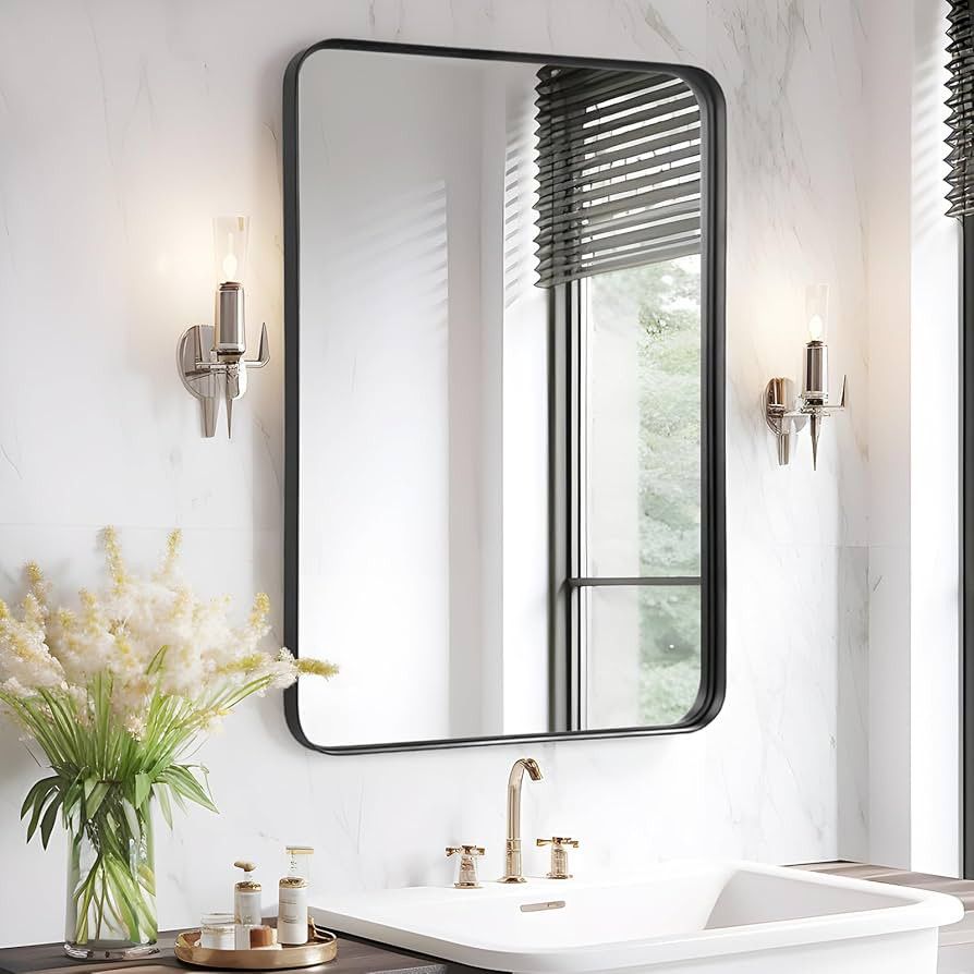 Fabuday Bathroom Mirror Over Sink 24x36 Black - Framed Matte Bathroom Vanity Mirror, Wall Mounted... | Amazon (US)