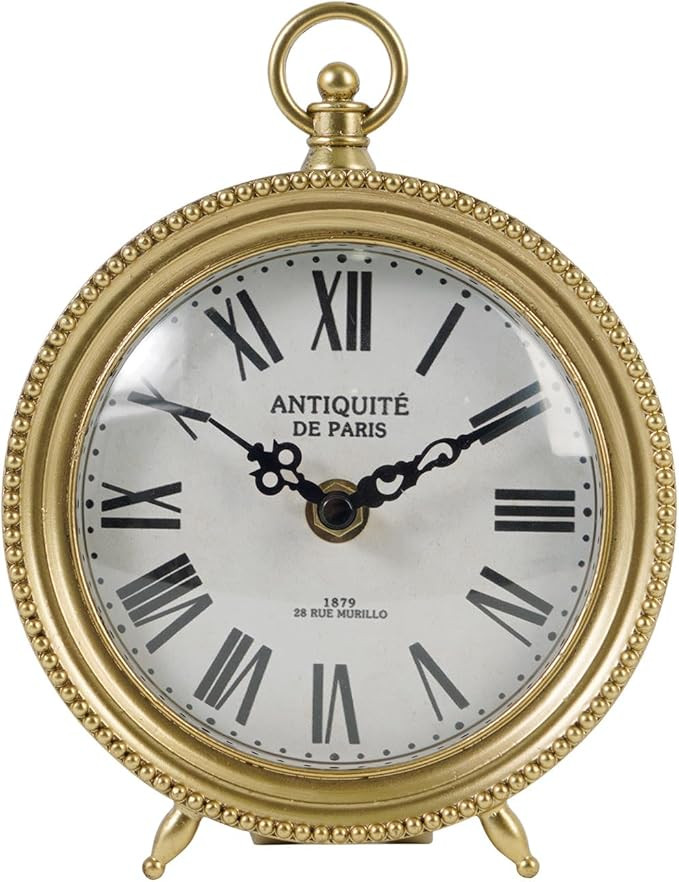 NIKKY HOME Gold Table Clock, Silent Non-Ticking Shelf Desk Top Clock Battery Operated Classic Des... | Amazon (US)