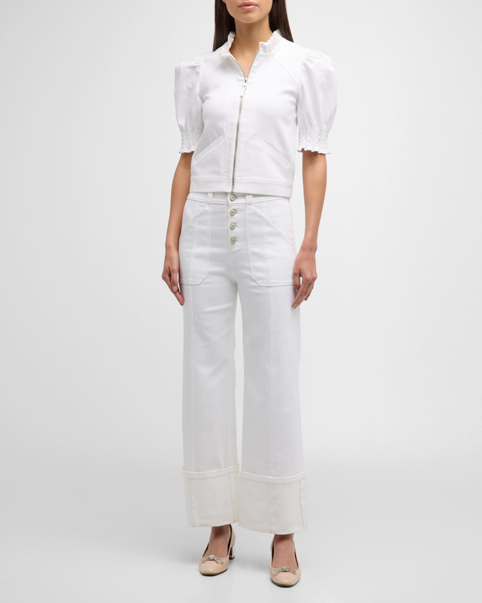 Cinq a Sept Cuffed Benji Cropped Flare Pants | Neiman Marcus