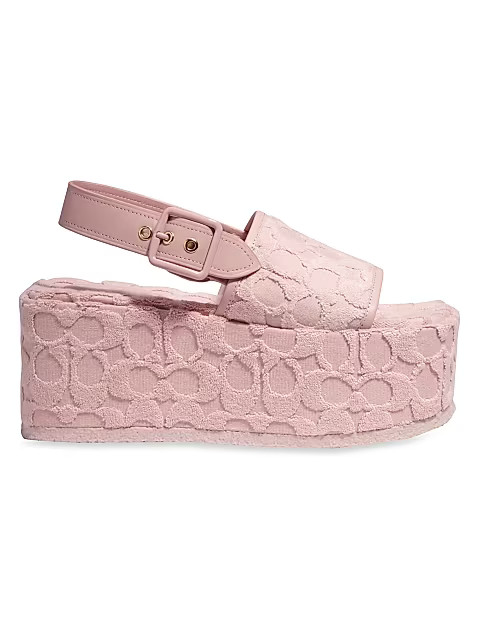 Noelle Monogram Terry Flatform Ankle-Strap Sandals | Saks Fifth Avenue