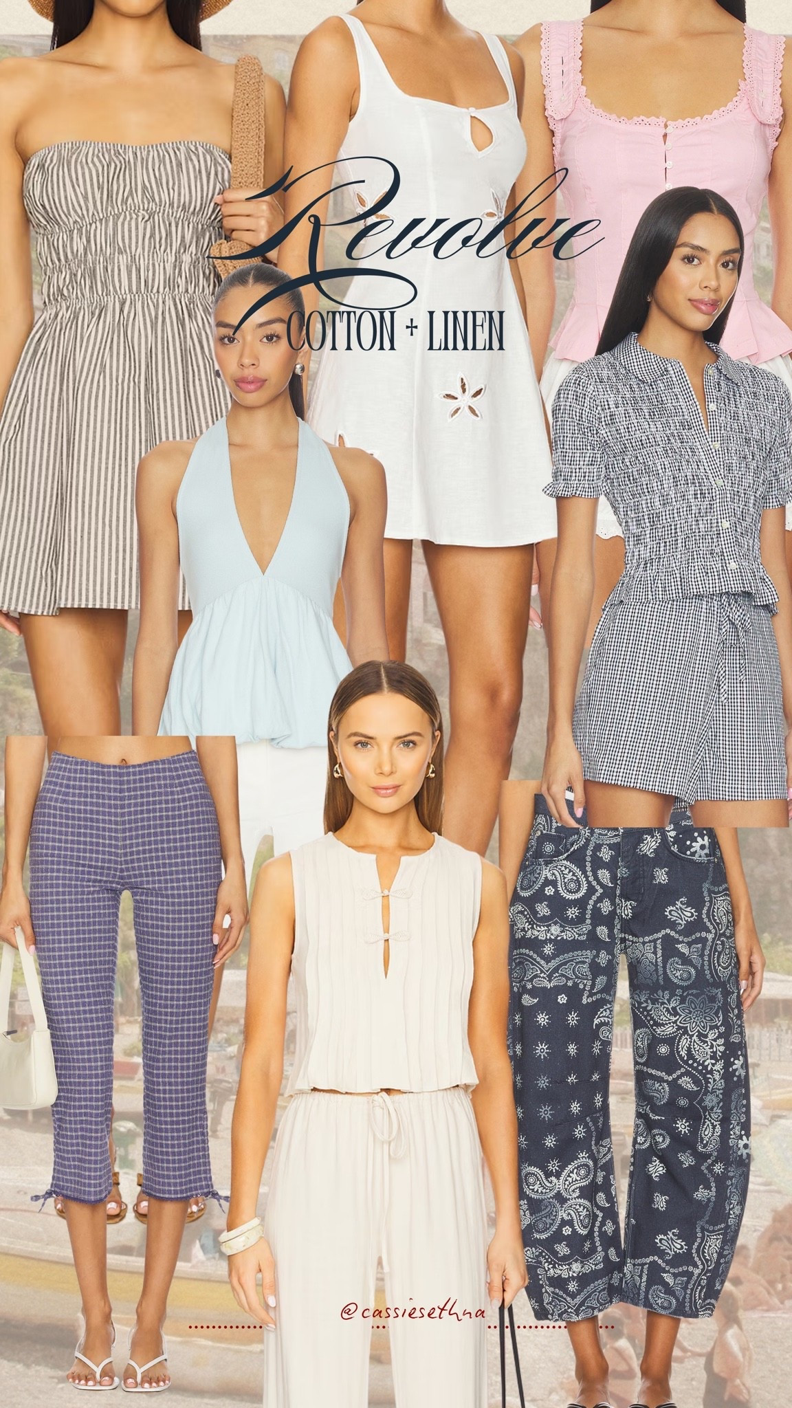 Cotton & linen from Revolve! I am 5’7” and typically wear XS/2 in most brands!