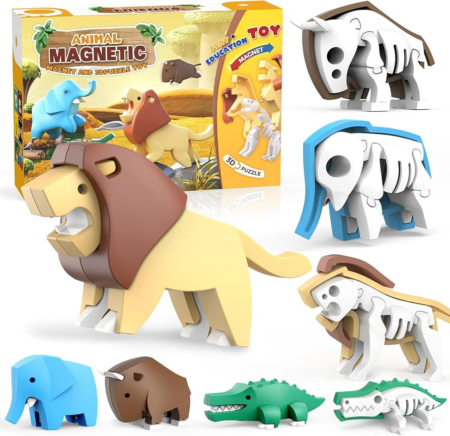 Magnetic Animal Building Toys, STEM Toddler Learning Toys 3D Puzzle Animals for Boys Girls, Educa... | Amazon (US)
