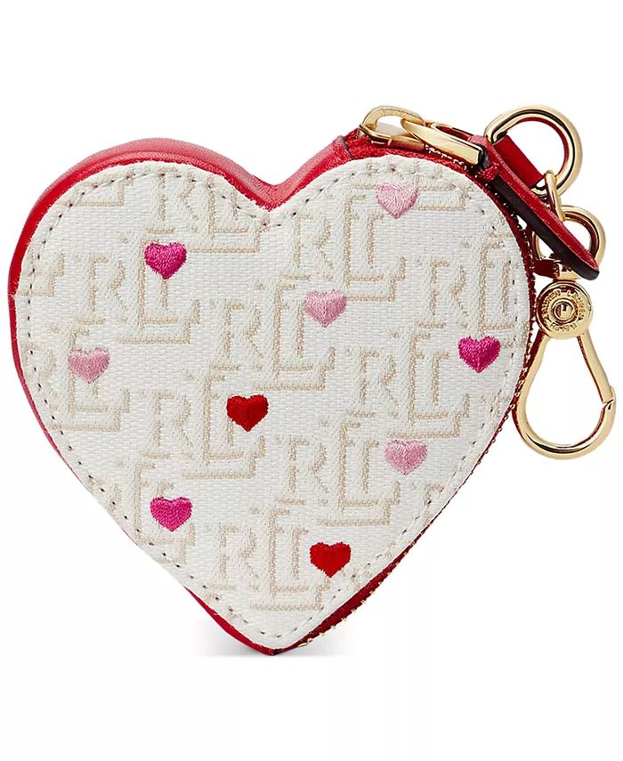 Lauren Ralph Lauren Monogram Jacquard Heart Coin Pouch & Reviews - Handbags & Accessories - Macy'... | Macys (US)
