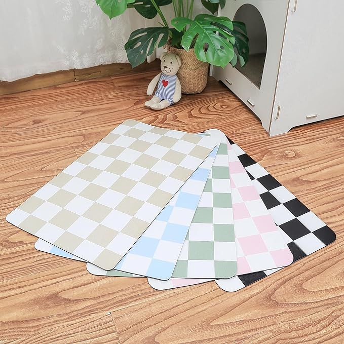 Ralxion Checkered Dog Feeding Mat, Absorbent Mats for Dog Food and Water Bowl, Dispenser, Retro A... | Amazon (US)