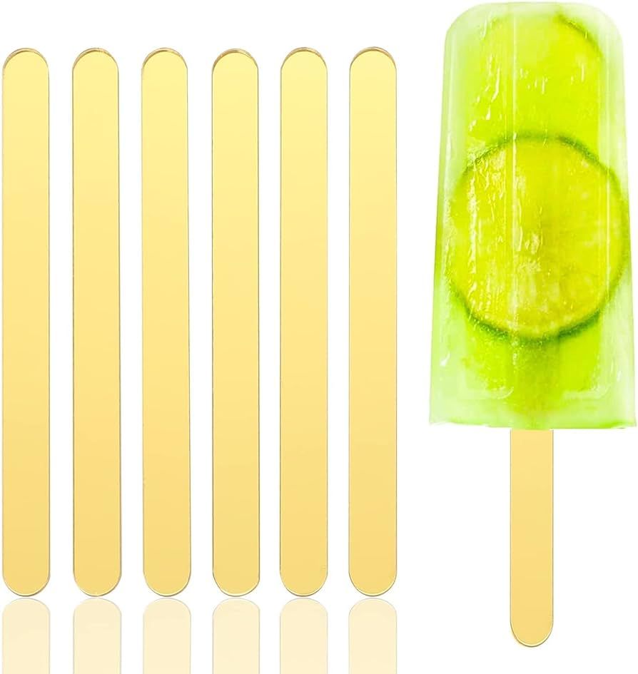 30pcs Acrylic Cakesicle Popsicle Sticks, Plastic Gold Popsicle Sticks for Cakesicles, Reusable Po... | Amazon (US)