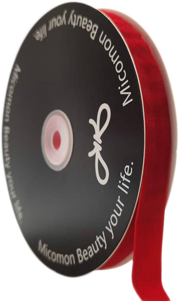 Micomon 5/8 Inch Red Velvet Christmas Crushed Velvet Ribbons by 10 Yards Spool - (5/8",Red) | Amazon (US)
