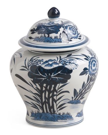 16in Chinoiserie Ceramic Jar With Lid | TJ Maxx