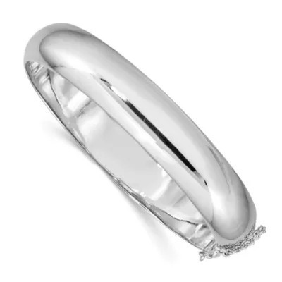 Luxury Giftware by Jere Sterling Silver Rhodium-plated 12mm Hinged Bangle Bracelet | Belk
