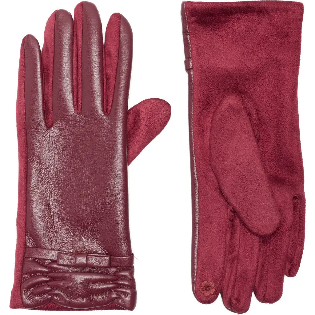 Ted Baker London Bow Faux Leather Gloves in Maroon at Nordstrom Rack | Nordstrom Rack