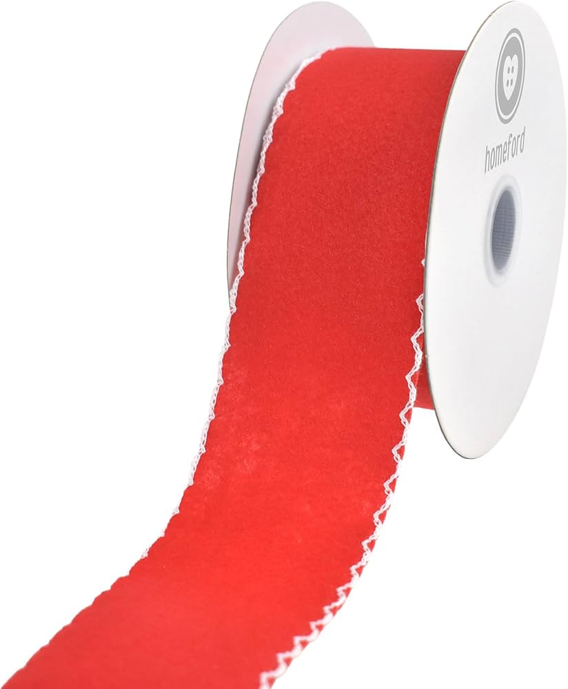 Homeford Christmas Scallop Stitch Edge Felt Ribbon, Red, 2-1/2-inch, 10-Yard | Amazon (US)