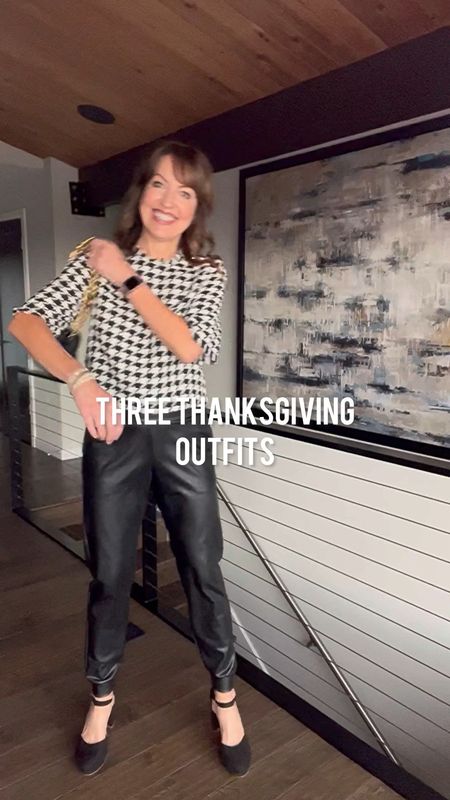 Thanksgiving outfit inspo brought to you by some of my favorite tops!🦃 
I love the 3/4 length sleeve of this houndstooth top, this built in puffy sleeve sweater vest combo, and I always have a weakness for one cold shoulder/one arm tops. I’ll probably wear this one arm floral top, because you only need one warm arm on Thanksgiving, right? Especially with a top this pretty!
Remember, with all the holiday festivities coming up it’s never too early to plan your outfit! If you know me you know how much I live this out!🤦🏻‍♀️😂💃🏻
You can shop it all on the @shop.ltk app (follow “lastseenwearing” on the app) or shop out Instagram outfits on lastseenwearing.com (link in bio!)


Thanksgiving outfits, faux leather pants, one shoulder top, date night outfit, sweater vest, houndstooth, trouser jeans
 

#LTKunder50 #LTKstyletip #LTKSeasonal