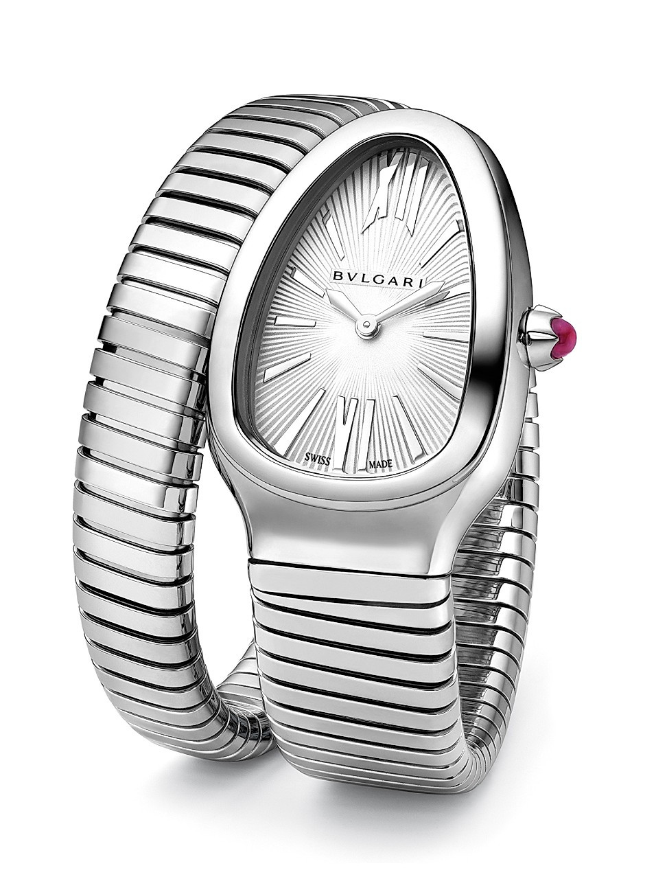 Women's Serpenti Tubogas Stainless Steel Single Twist Watch - Silver | Saks Fifth Avenue