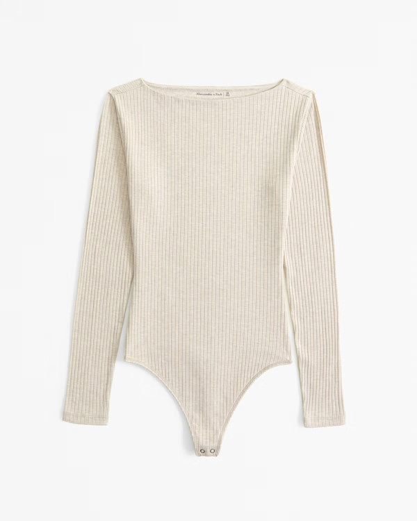 Women's Long-Sleeve Wide Rib Slash Bodysuit | Women's Tops | Abercrombie.com | Abercrombie & Fitch (US)