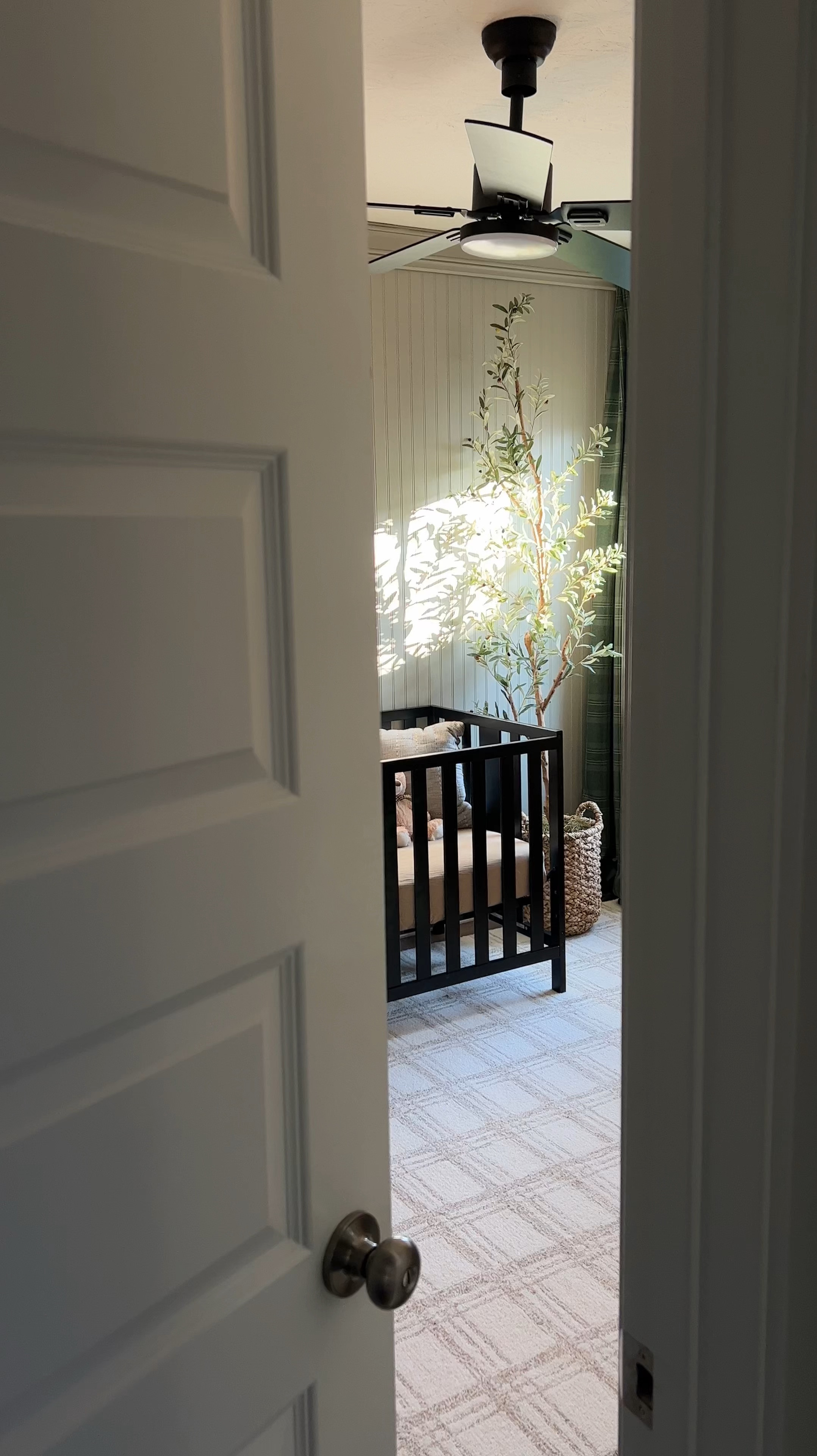 Little Beckhams room 🐻 

Paint color SW 9597
Western Reserve

Green plaid curtains are IKEA (cannot be linked)