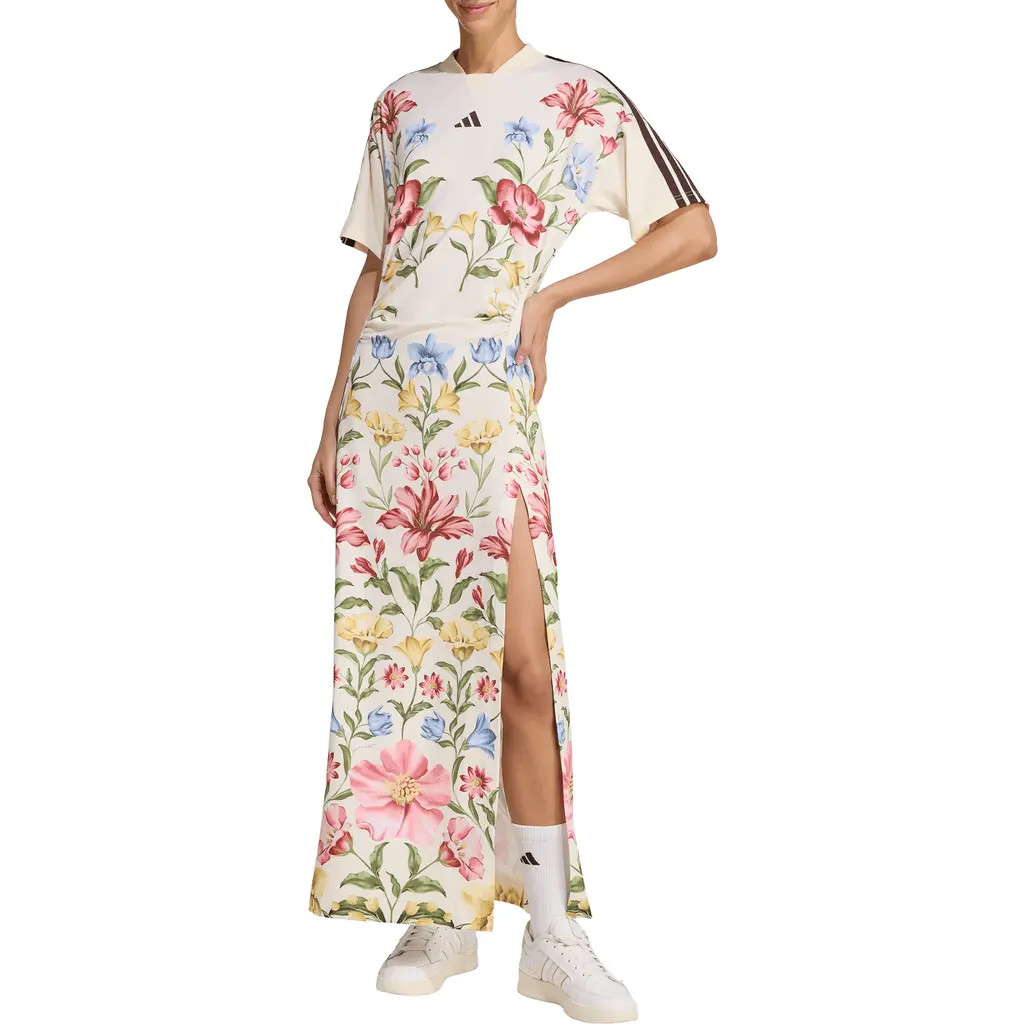 adidas FARM Rio Premium Floral Maxi Dress in Ecru/Brown/Craft Green at Nordstrom Rack, Size X-Large | Nordstrom Rack