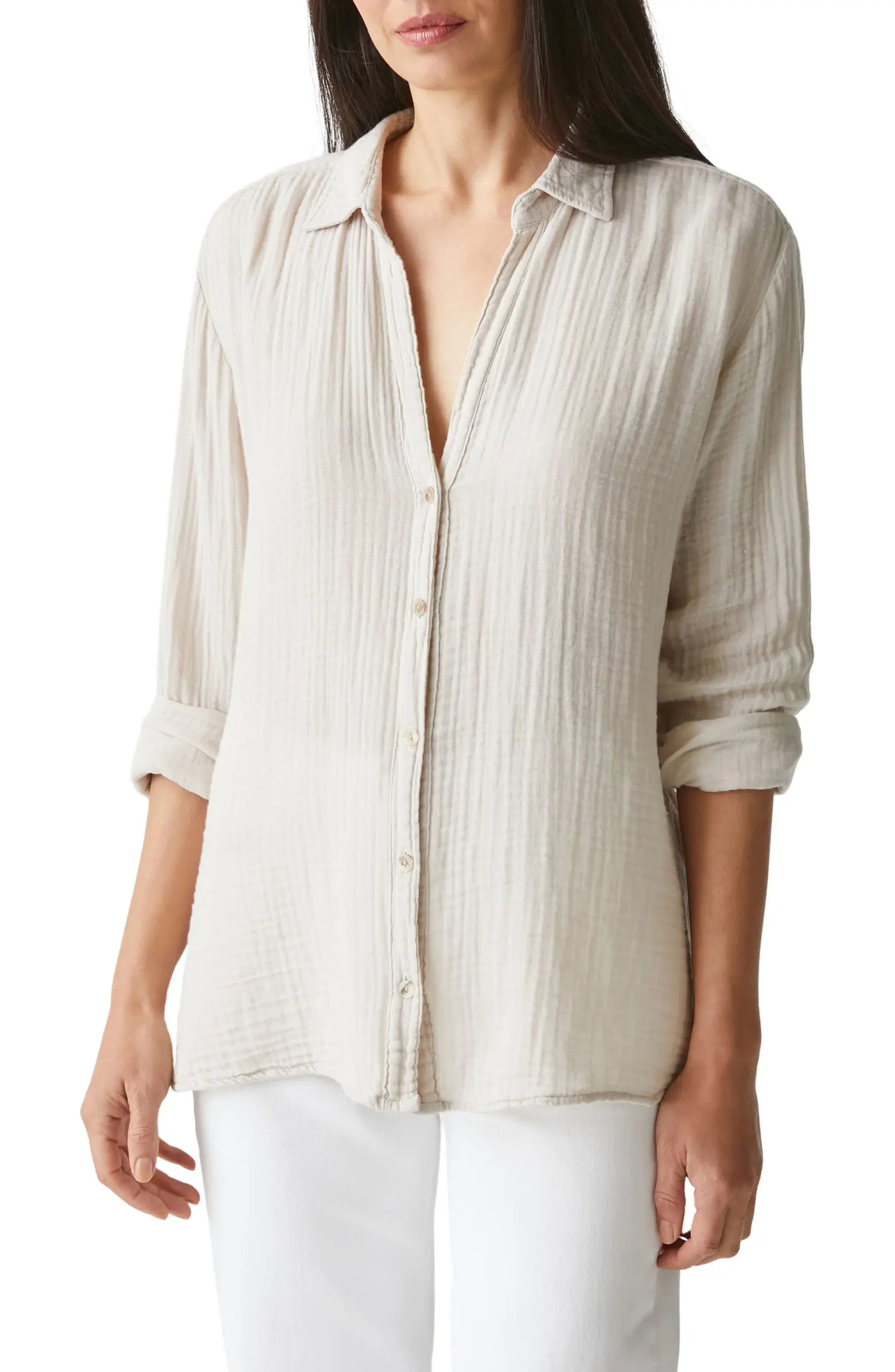 Leo High-Low Cotton Gauze Button-Up Shirt | Nordstrom