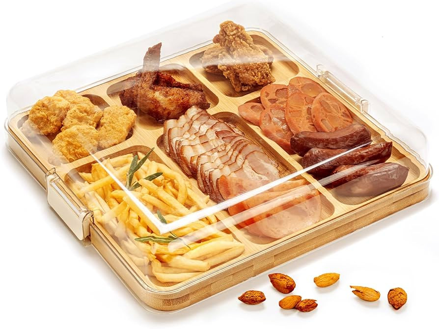 Charcuterie Boards, Bamboo Charcuterie Board with Lid, Cheese Board with Buckle Locking, Cutting ... | Amazon (US)