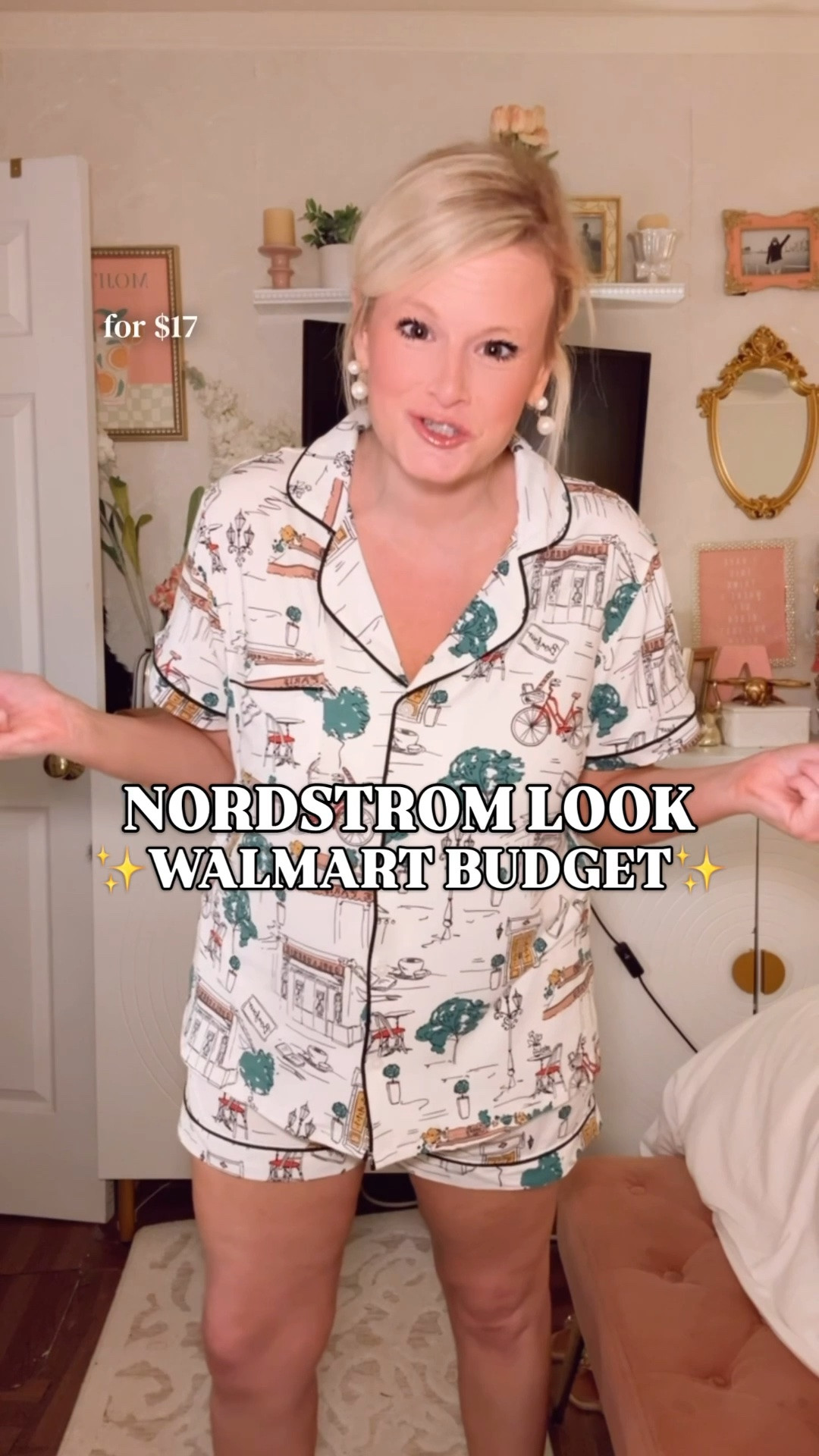 Nordstrom pajamas look for less | Walmart pajamas | Paris pajama set | Joyspun pajamas | pajama set under $20

These Walmart Paris print pajamas are only $17, and they are giving that Nordstrom printed pajama set look for way less.

The Paris-themed print, black piping, notch collar top, full button front, chest pocket, matching pull-on shorts, side pockets, relaxed fit, and soft stretchy jersey fabric make this set feel so much more polished than the Walmart price tag. It has that cute printed pajama look Nordstrom brings back every year, but at a much easier price point.

I sized up to a large for a comfy fit.

This is such a good Walmart pajama find for summer sleepwear, travel pajamas, girls trips, vacation packing, weekend lounging, morning coffee, cozy nights at home, bridal party pajamas, sleepover outfits, and cute matching pajama moments.

At $17, this is the kind of pajama set people grab quickly because the print feels special, the silhouette looks elevated, and the price makes it easy to add more than one pair.

If you love Nordstrom pajamas, printed pajamas, Paris pajamas, Joyspun pajamas, Walmart pajamas, matching pajama sets, button front pajamas, short pajama sets, soft pajamas, cute summer pajamas, travel pajamas, and designer sleepwear looks for less, this is one of the best Walmart finds right now.

Nordstrom pajamas look for less, Nordstrom inspired pajamas, Walmart pajamas, Walmart pajama set, Joyspun pajamas, Joyspun pajama set, Paris pajamas, Paris print pajamas, printed pajamas, pajama set women, matching pajama set, pajamas under 20, $17 pajamas, button front pajamas, notch collar pajamas, short pajama set, summer pajamas women, soft pajamas, travel pajamas, vacation pajamas, designer pajamas look for less

#LTKFindsUnder50 #LTKFindsUnder100 #PreppyStyle #LookForLess #WalmartStyle #WalmartFinds

#LTKTravel #LTKHome #LTKSeasonal