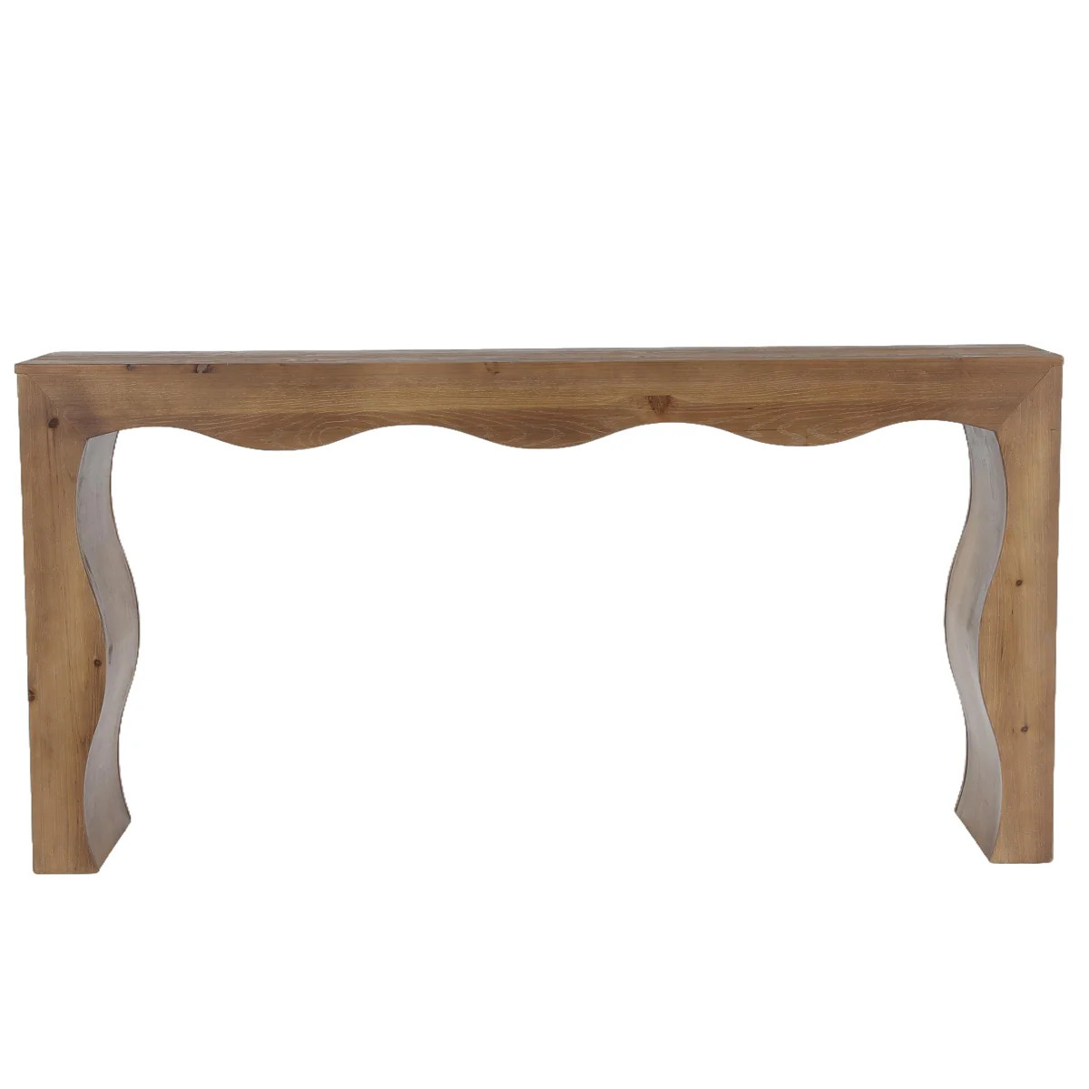 63" Solid Wood Console Table, Modern Farmhouse Long Entryway Table with Curved Wave Legs, Rustic ... | Wayfair North America