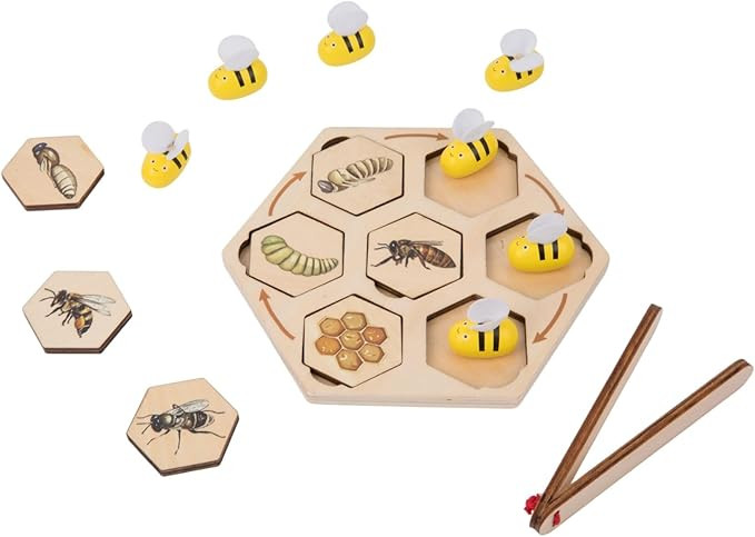 Montessori Wooden Bee Life Cycle Puzzle for Kids 3-6 | Learn Hive Roles: Queen,Worker,Drone | Rea... | Amazon (US)