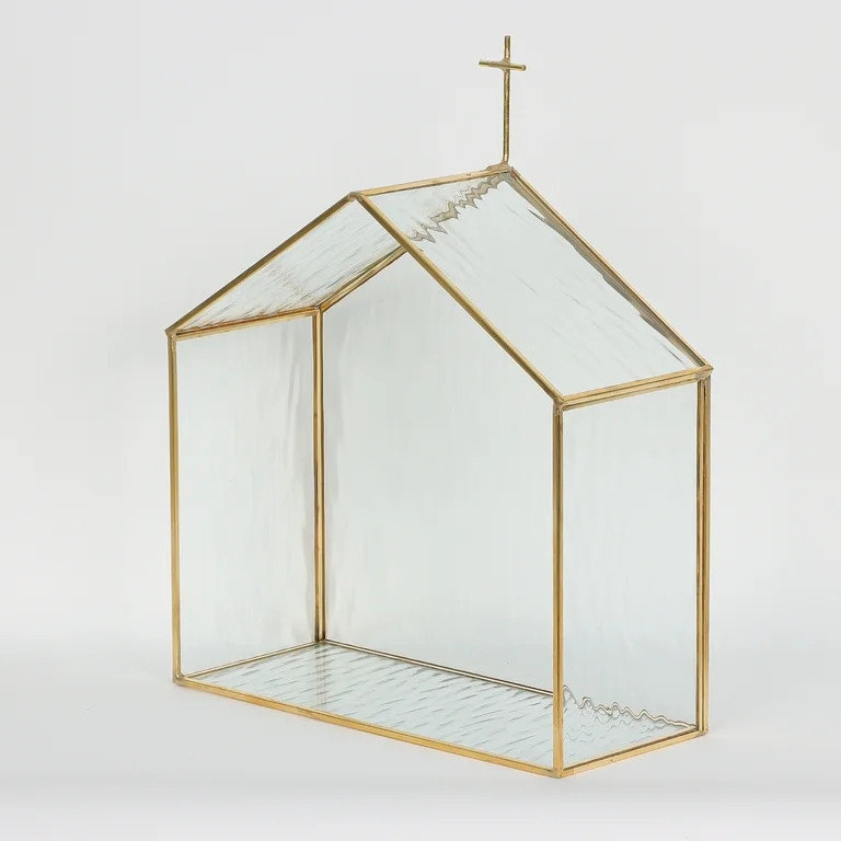 Glass Church Christmas Tabletop Decoration, Gold, 12.5", by Holiday Time | Walmart (US)