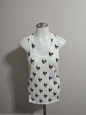Skull Cashmere Women’s Size S White Black Skull Print Linen Racerback Tank Top  | eBay | eBay US