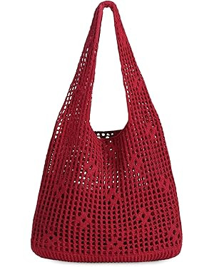 Sightor Crochet Tote Bag, Mesh Beach Bag Knit Summer Hobo Bag Vacation Boho Tote Bag for Women | Amazon (US)