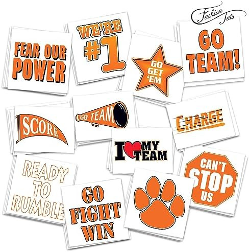 FashionTats Team Spirit Temporary Tattoos | Pack of 48 | MADE IN THE USA | Skin Safe | Removable ... | Amazon (US)