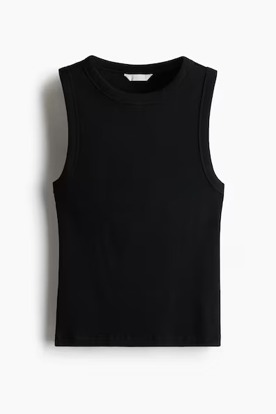 H & M - Ribbed Tank Top - Black | H&M (US + CA)