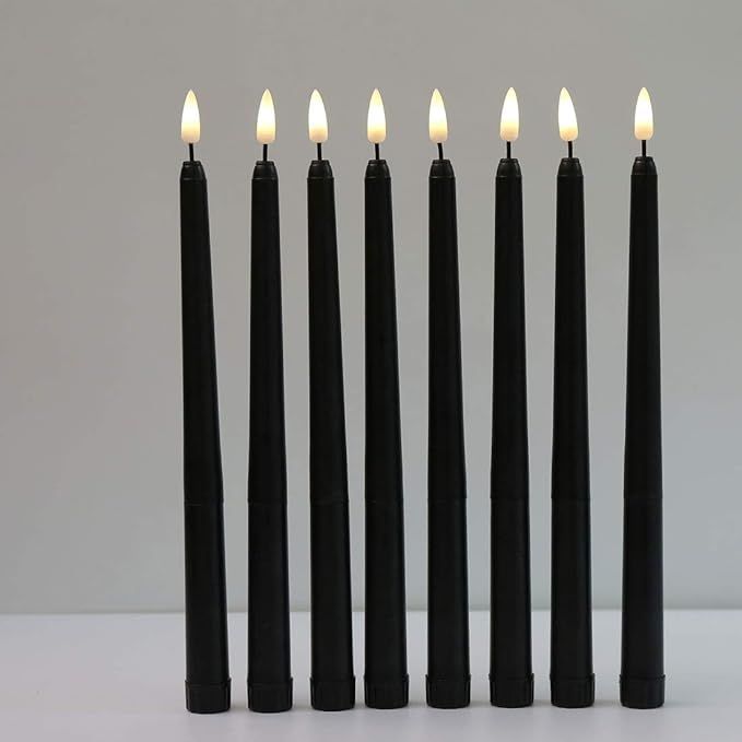 Datomarry Pack of 12 Black Body Flickering Flameless Taper Candles,11 inch Warm White Glow Plasti... | Amazon (US)