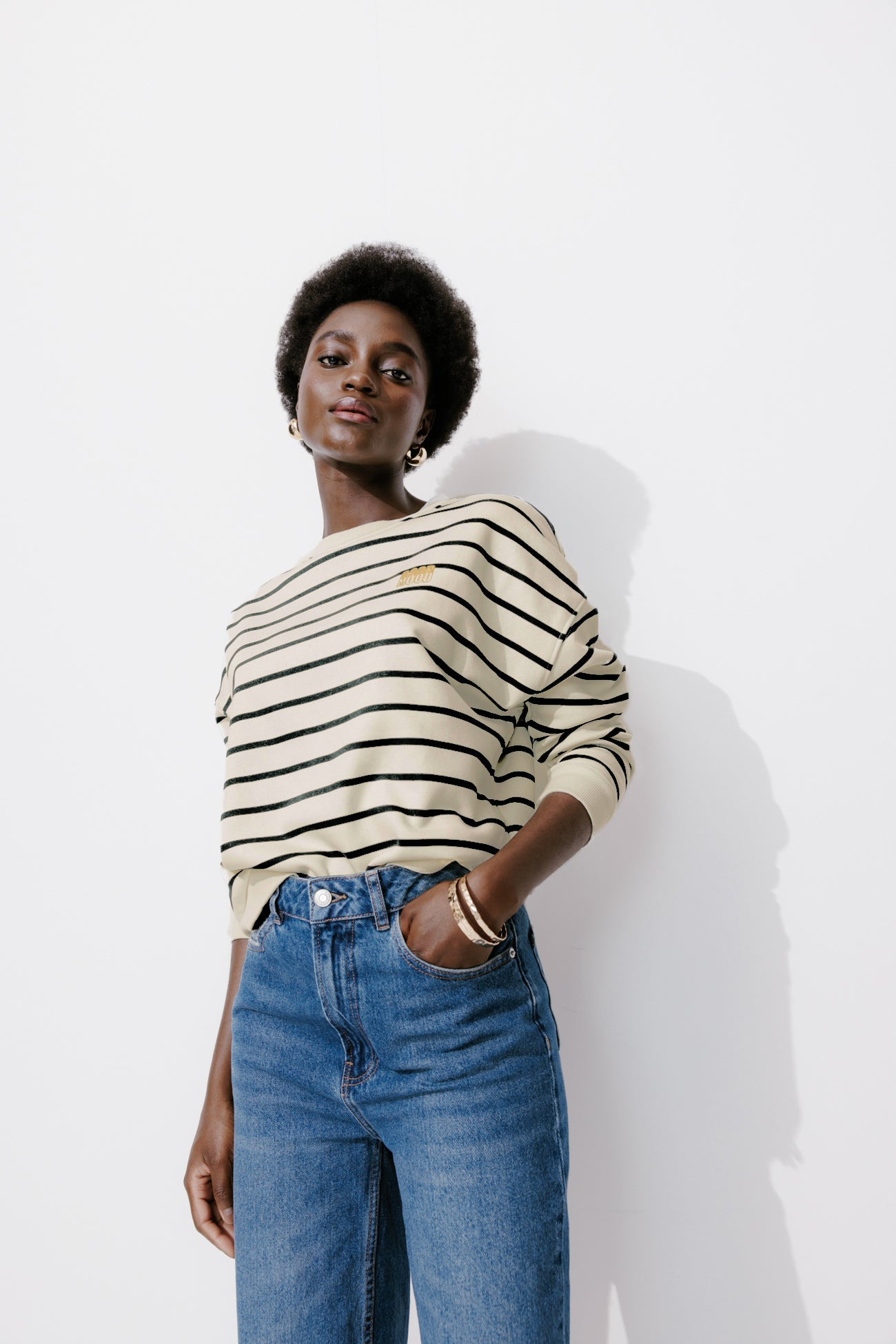 Sweat-shirt marinière Femme - Rayé Noir | Promod (FR)