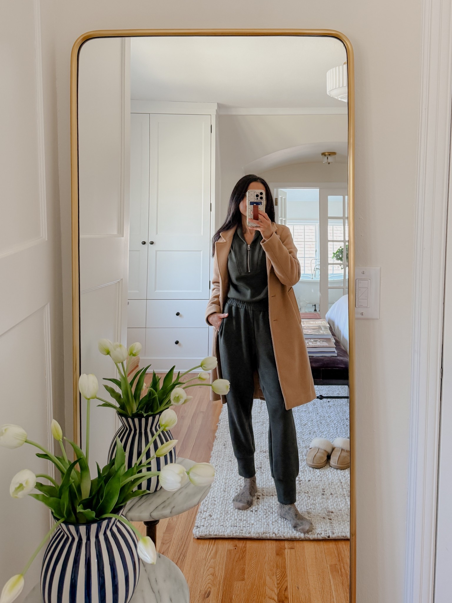 Today’s outfit for coffee with my old co-worker. Olive color is sold out but there are other great color options. Love the matching top and bottom. They’re a splurge but quality is so good. Throw on a classic coat and you’ve got a comfy, put-together outfit 👌. Side note: PLEASE anchor your floor mirrors or furniture, especially if there are children in the home. Linking the furniture anchors we use  

#LTKFamily #LTKPetite #LTKStyleTip