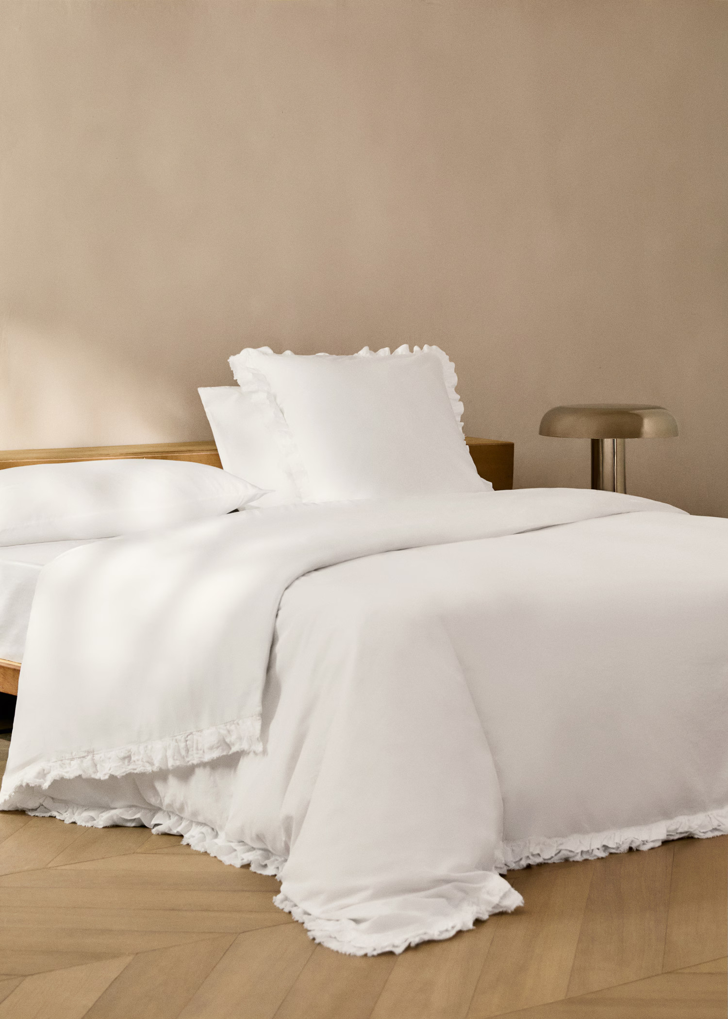 Washed cotton duvet cover with linen ruffle, 150/160 cm - Home | MANGO United Kingdom | MANGO (UK)