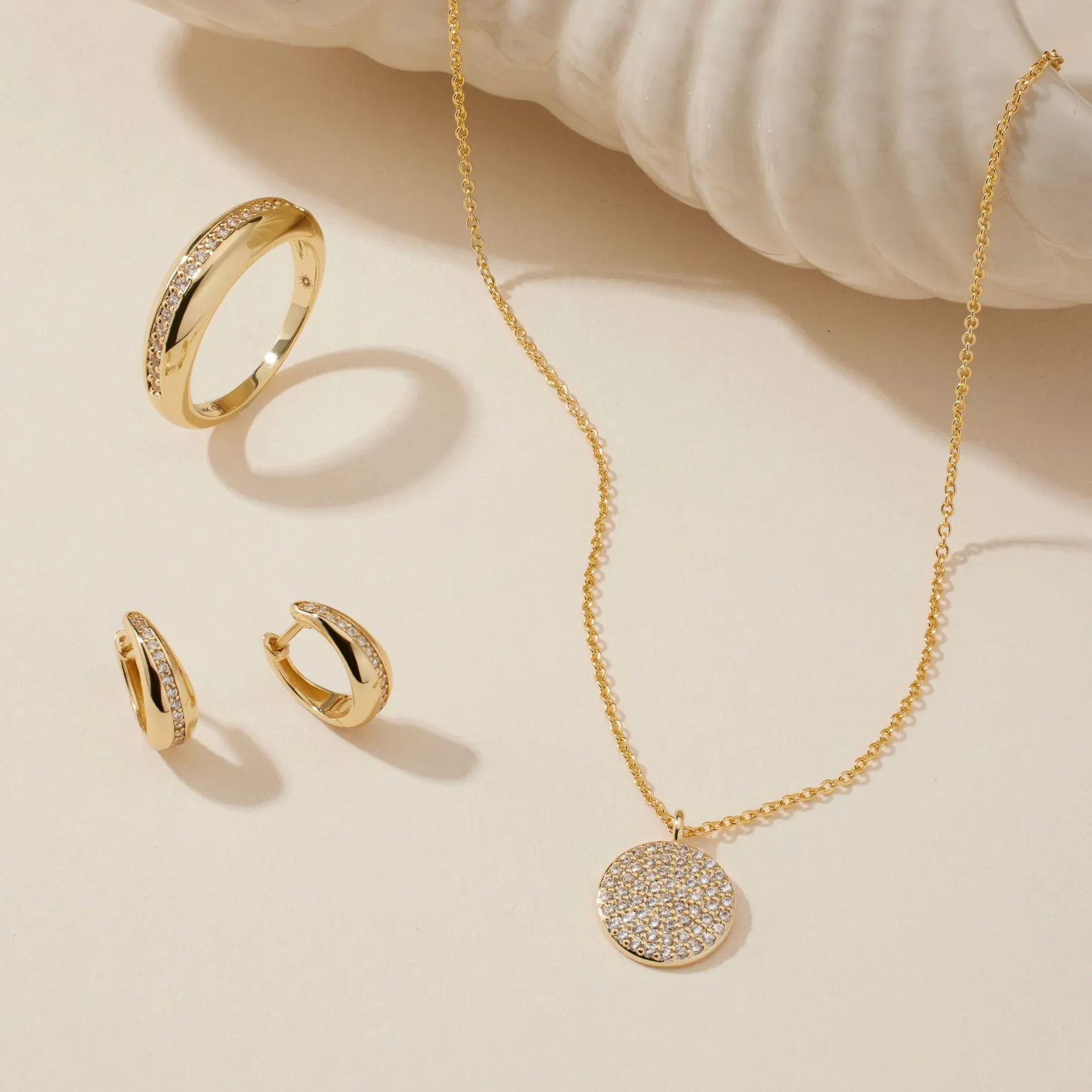 14K Pendant Necklace Diamond Circle Necklace Layered Necklace Dainty Necklace Gold Necklace Minim... | Etsy (US)