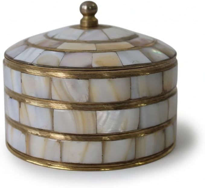 Decorative Jewelry Trinket Box Unique Gift for Home Decor Antique Metal Case with Mother of Pearl... | Amazon (US)