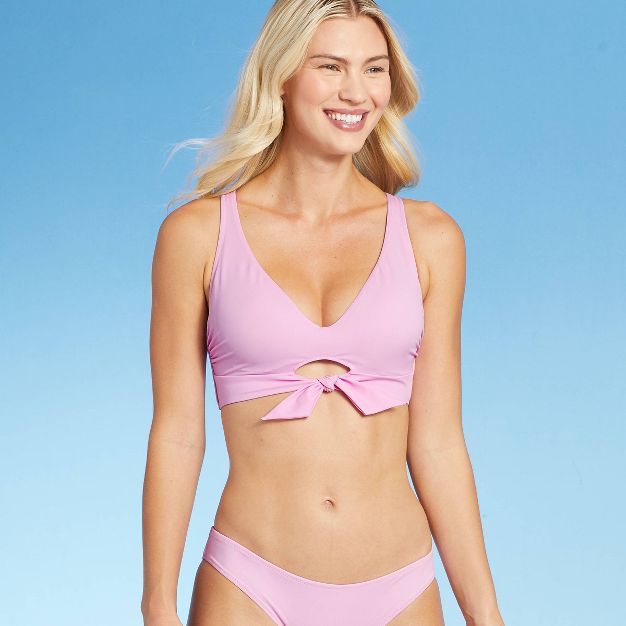 Women's Tie-Front Bralette Bikini Top - Shade & Shore™ Light Pink | Target