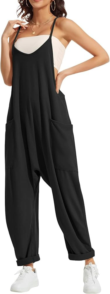 CAIYING Jumpsuit for Women Casual Rompers Sleeveless Loose Stretchy Strap Baggy Overalls Cotton J... | Amazon (CA)